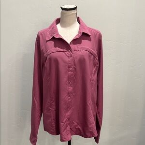Pacific Trail Womens Dressy Button Front UPF 50 Shirt Large Size Purple Top,NWOT